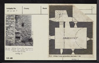 Hillslap Tower, NT53NW 5, Ordnance Survey index card, page number 1, Recto