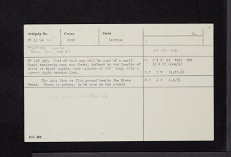 Millmount, NT53SE 33, Ordnance Survey index card, Recto