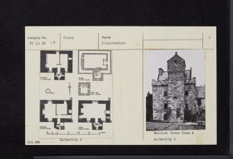 Darnick, Tower Road, Darnick Tower, NT53SW 14, Ordnance Survey index card, page number 1, Recto