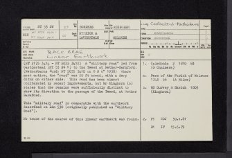 Back Brae, NT53SW 23, Ordnance Survey index card, page number 1, Recto