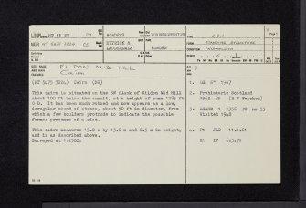 Eildon Mid Hill, NT53SW 29, Ordnance Survey index card, page number 1, Recto