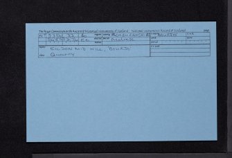 Eildon Mid Hill, 'Bourjo', NT53SW 33, Ordnance Survey index card, Recto