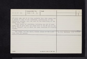 Eildon Mid Hill, 'Bourjo', NT53SW 33, Ordnance Survey index card, page number 2, Verso