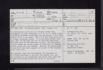 Old Thirlestane Castle, NT54NE 11, Ordnance Survey index card, page number 1, Recto