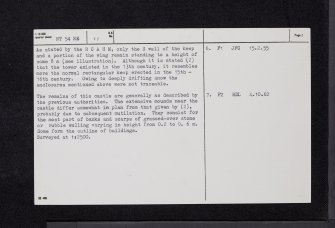 Old Thirlestane Castle, NT54NE 11, Ordnance Survey index card, page number 2, Verso