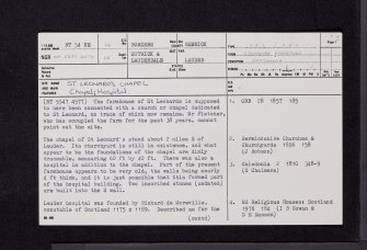 Lauder, St Leonard's Chapel, NT54NE 14, Ordnance Survey index card, page number 1, Recto