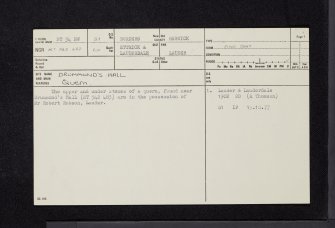 Drummond's Hall, NT54NW 31, Ordnance Survey index card, page number 1, Recto