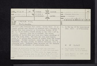 Lauder, Castle Hill, NT54NW 32, Ordnance Survey index card, page number 1, Recto