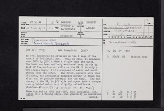 Tollishill Dod, NT55NW 3, Ordnance Survey index card, page number 1, Recto