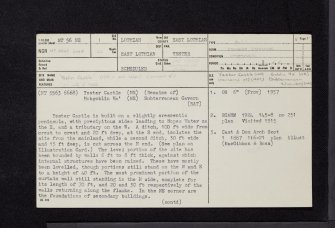 Yester Castle And Goblin Ha', NT56NE 1, Ordnance Survey index card, page number 1, Recto