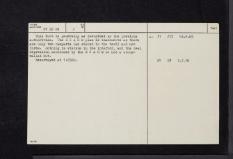 Black Castle, Newlands, NT56NE 2, Ordnance Survey index card, page number 2, Verso