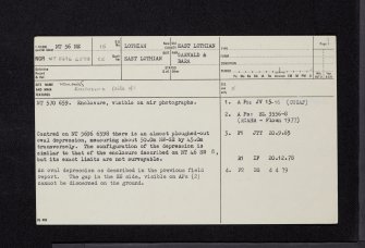 Newlands, NT56NE 15, Ordnance Survey index card, page number 1, Recto