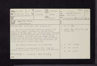 Newton Hall, NT56NW 1, Ordnance Survey index card, page number 1, Recto