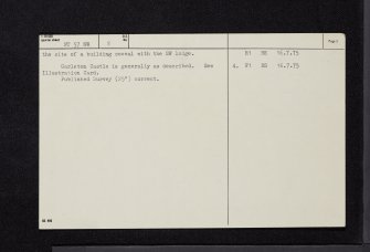 Garleton Castle, NT57NW 8, Ordnance Survey index card, page number 2, Verso