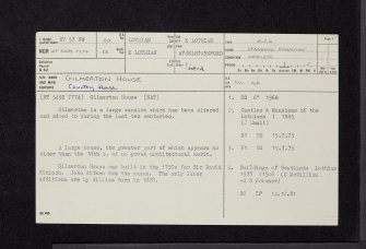 Gilmerton House, NT57NW 20, Ordnance Survey index card, page number 1, Recto