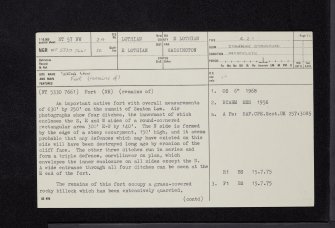 Seaton Law, NT57NW 24, Ordnance Survey index card, page number 1, Recto