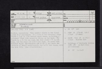 Lennoxlove, NT57SW 57, Ordnance Survey index card, page number 1, Recto