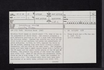 Colstoun House, NT57SW 58, Ordnance Survey index card, page number 1, Recto