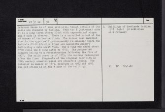 Colstoun House, NT57SW 58, Ordnance Survey index card, page number 2, Verso