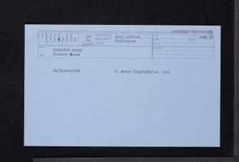 Colstoun House, NT57SW 58, Ordnance Survey index card, Recto