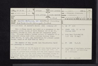 North Berwick, Kirk Ports, Old Parish Church And Churchyard, NT58NE 2, Ordnance Survey index card, page number 1, Recto