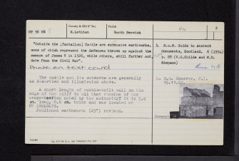 Tantallon Castle, NT58NE 5, Ordnance Survey index card, page number 2, Recto