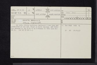 North Berwick, NT58NE 15, Ordnance Survey index card, page number 1, Recto