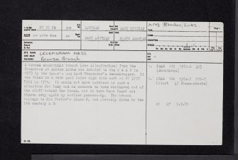 Leckmoram Ness, NT58NE 20, Ordnance Survey index card, page number 1, Recto