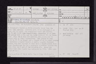 Fidra, St Nicholas Church And Burial-Ground, NT58NW 1, Ordnance Survey index card, page number 1, Recto