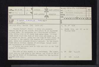 Fidra, Castle Tarbet, NT58NW 2, Ordnance Survey index card, page number 1, Recto