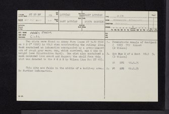 Abbey Farm, NT58NW 10, Ordnance Survey index card, page number 1, Recto