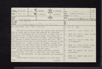 Craig's Quarry, NT58SW 2, Ordnance Survey index card, page number 1, Recto