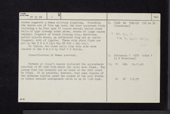 Craig's Quarry, NT58SW 2, Ordnance Survey index card, page number 2, Verso