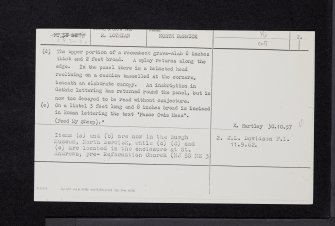 North Berwick Priory, NT58SW 3.4, Ordnance Survey index card, page number 2, Recto