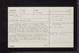 Martinlee Sike, NT60NE 6, Ordnance Survey index card, page number 1, Recto