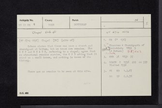 Chapel Knowe, NT60NE 8, Ordnance Survey index card, Recto