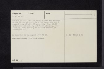 Watties Spindles, NT60NE 10, Ordnance Survey index card, page number 2, Verso