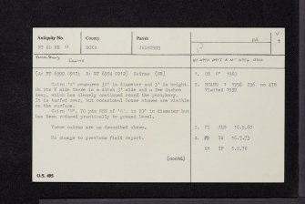 Knockhills, NT60NE 11, Ordnance Survey index card, page number 1, Recto