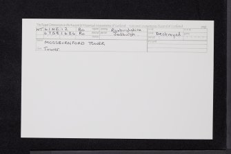 Mossburnford Tower, NT61NE 12, Ordnance Survey index card, Recto
