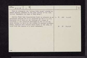 Overton Tower, NT61SE 9, Ordnance Survey index card, page number 2, Verso