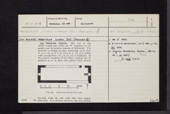 Abbotrule Church, NT61SW 4, Ordnance Survey index card, page number 1, Recto