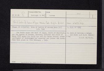 Battle Of Ancrum Moor, NT62NW 8, Ordnance Survey index card, Recto