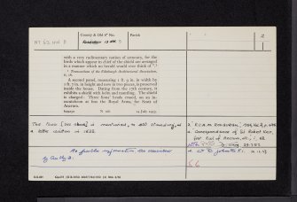 Ancrum House, NT62NW 11, Ordnance Survey index card, page number 2, Verso