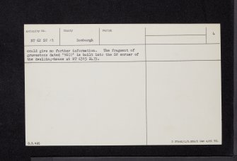 Mantle Walls, NT62SW 13, Ordnance Survey index card, page number 4, Verso