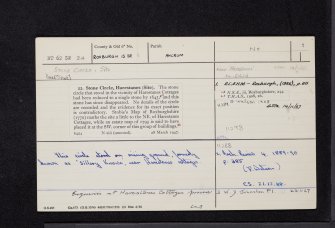Harestanes Cottages, NT62SW 24, Ordnance Survey index card, page number 1, Recto