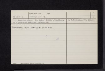 Smailholm House, NT63NE 1, Ordnance Survey index card, page number 4, Verso