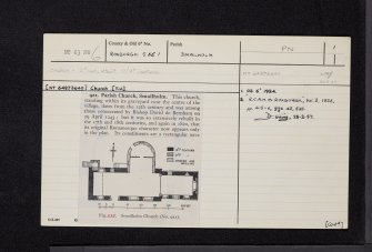Smailholm Church, NT63NW 6, Ordnance Survey index card, page number 1, Recto