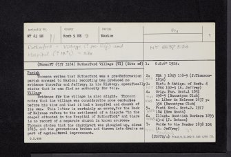 Rutherford Village, NT63SE 11, Ordnance Survey index card, page number 1, Recto