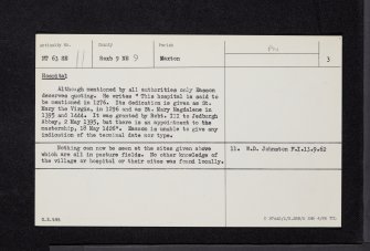 Rutherford Village, NT63SE 11, Ordnance Survey index card, page number 3, Recto