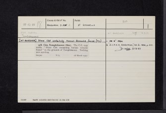 Templeknowe, NT63SW 18, Ordnance Survey index card, Recto